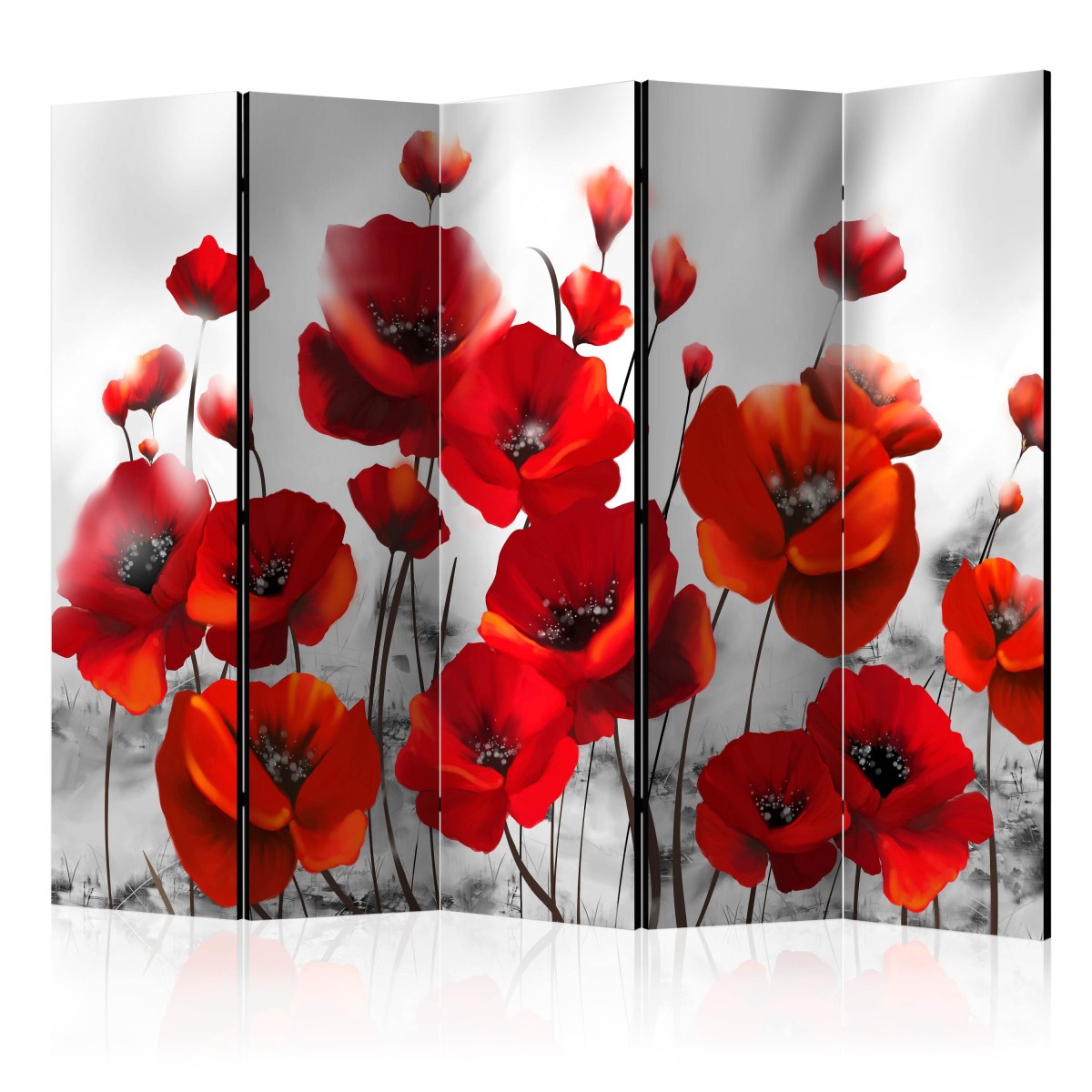 Paravent 5 volets Poppies in the Moonlight II cloison amovible grand format 172x225