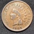 1907 USA Indian Head Cent Bronze Coin - F (Fine) condition