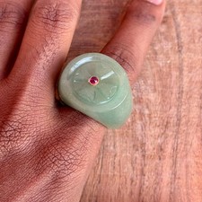 green aventurine  Ruby ring : gold plated 925 Sterling silver Jewelry