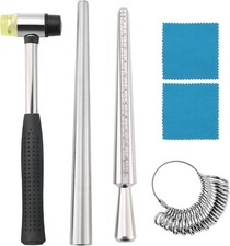 Ring Mandrel Sizer Tool with Metal Mandrel Finger Sizing Measuring Stick and Rin
