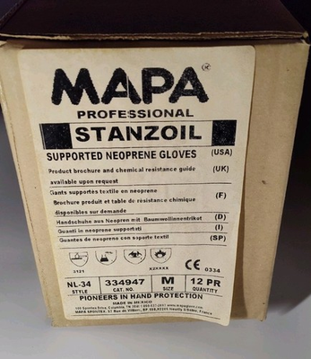 #ad Mapa Professional Stanzoil Neoprene Gloves Nl 34 Size Medium 12 Pair New In Box $75.00