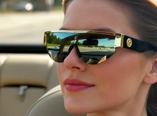 Futuristic Oversized Tinted Unisex Sunglasses - Wrap Around Shield Sun Glasses