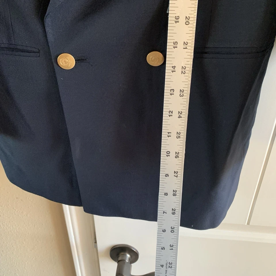 Vintage Christian Dior 38R Double Breasted Blue Sport Coat Blazer Jacket - Image 4 of 4