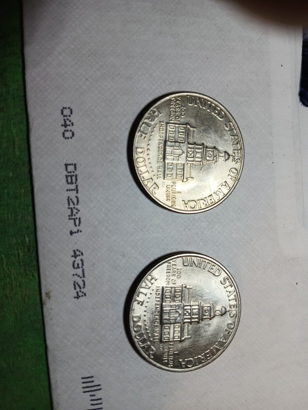set of 2 bicentenial half dollars mint mark filled in look at pix