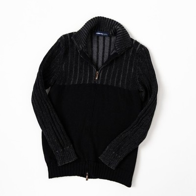Cerruti Jeans Mens Vintage Zip Sweater Knit Cardigan Black Full Zip Classic S/M