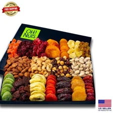 Deluxe 18 Variety Dried Fruit and Nut Gift Basket - Perfect Holiday Present