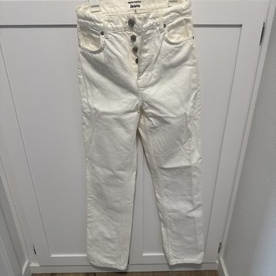 Reformation Cynthia Belted High Rise Straight Leg Jeans Bonnie Cream Size 25