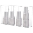 4-Compartment Acrylic Cup Dispenser, White Cup and Lid Holder for Counter, 16...