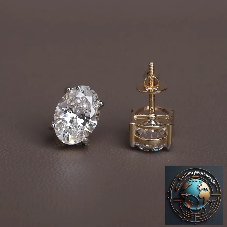 Orecchini in argento sterling 925 con diamanti coltivati in laboratorio... - Immagine 2 di 4