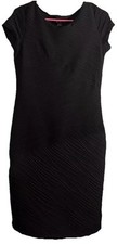 Tribal Solid Black Textured Design Polyester Stretch Knee Length Dress Size S