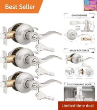 3 Pack Keyed Alike Entry Door Lever Lock with 3 Combo Keys ,Locking Door Han...