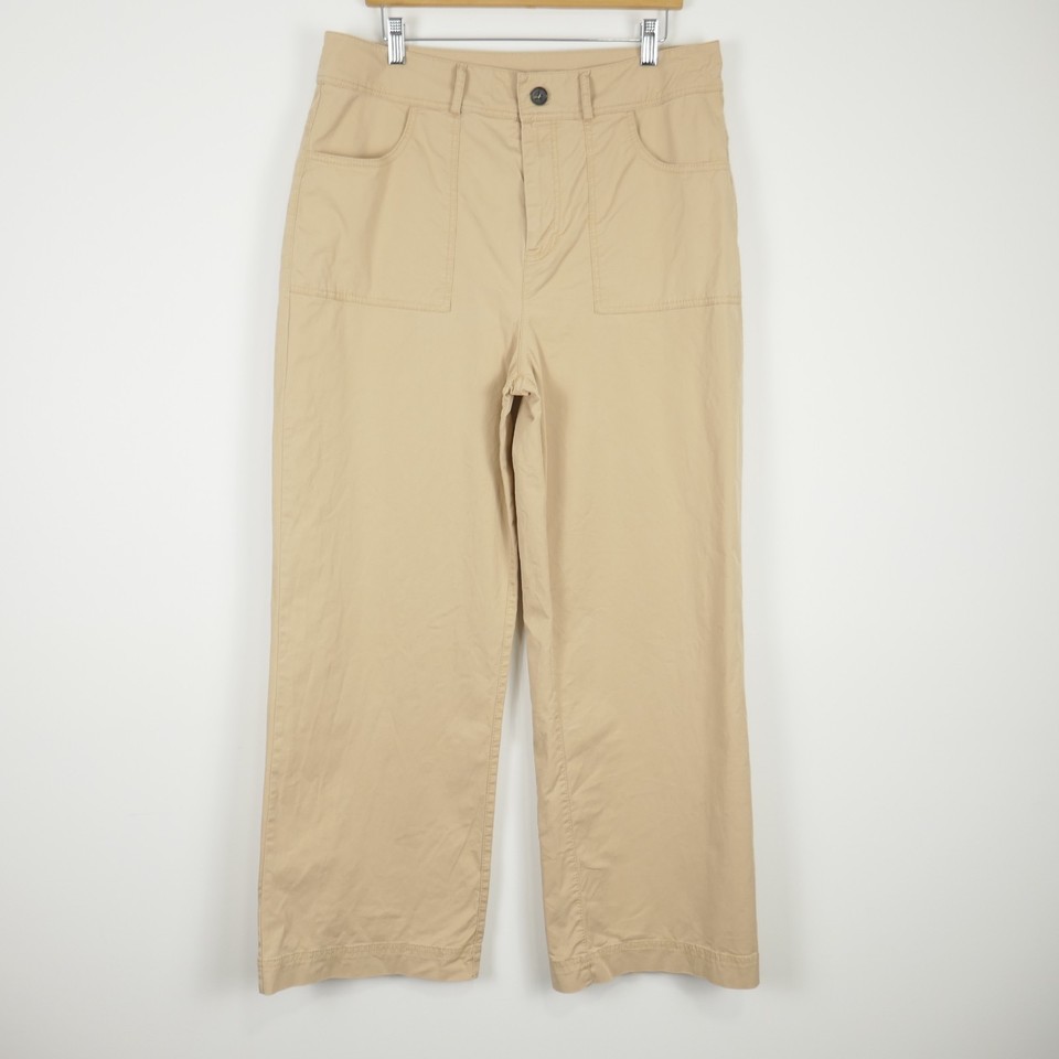GANNI Hewson Pants Cotton Beige Wide Leg Utility Workwear Style Size 42