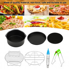 7 Pcs Dual Basket Air Fryer Accessories Kit Grill Rack Baking Pan for Ninja UK