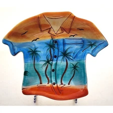 Bowl-Clay Art-Colorful Shirt Shaped-7" tall x 8.5" wide-Unique-Single Serving