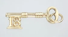 Super Vintage Estate Solid 9K Gold 3D 18th Birthday Key Charm Pendant 1976
