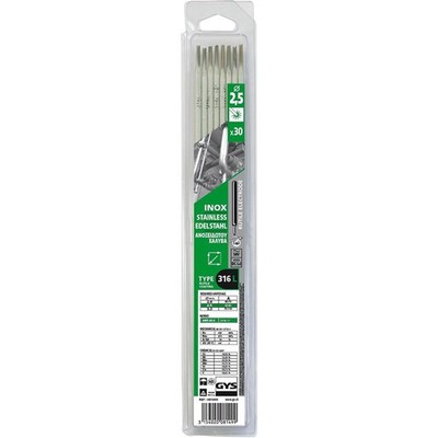 30 Edelstahl-Elektroden - 316 L - Ø 2,5 mm - Blister