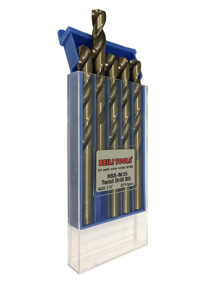 Pack of 5 12.7mm Cobalt Steel Drill Bits - Ideal for Heavy-Duty Applications - Image 4 of 4