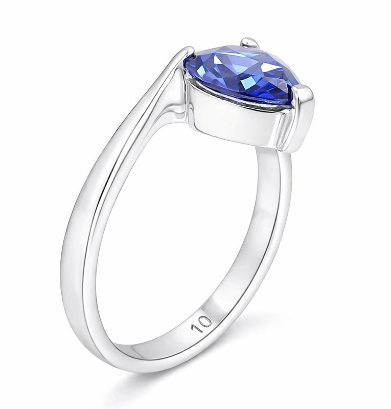 LAB CREATED AAA 2.78 Cts HEART TANZANITE RING 10K WHITE GOLD - New With Tag