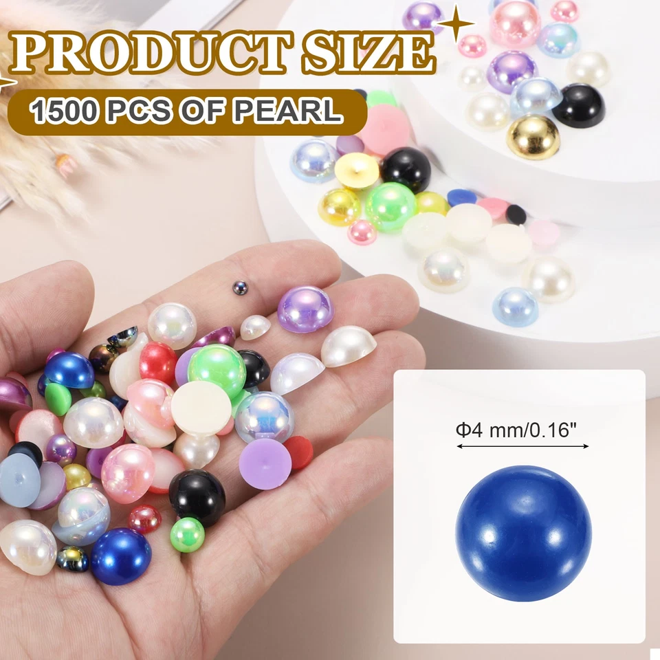 1500Pcs Half Pearl,4mm Plastic Half Flatback Pearls Cabochon(Dark Blue) - Image 2 of 4