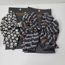 Pre-made Halloween Ribbon Bow Spooky Skulls Black White Lot of 2