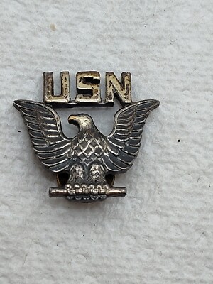 Vintage Original Silver Filled USN United States Navy Eagle Hat Pin/Badge