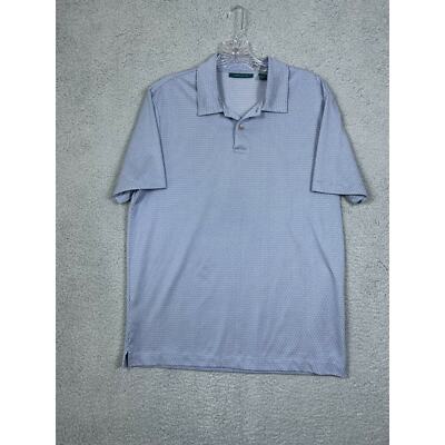 Perry Ellis Mens Size M Golf Short Sleeve Polo Shirt Light blue Pattern 