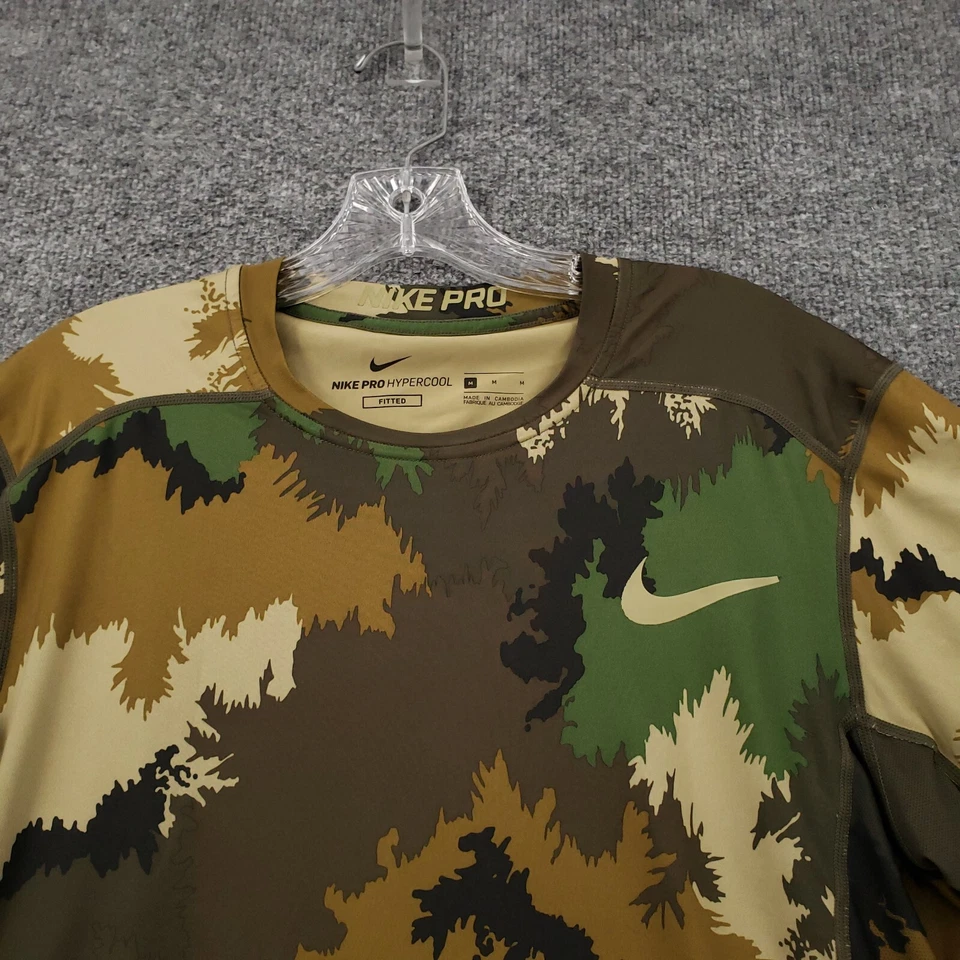 Camiseta Nike Para Hombre M Mediana Verde Pro Hypercool Ajustada Camuflada Manga Corta Foto 4 de 4