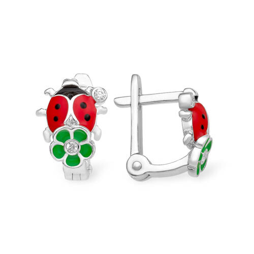 Kinderschmuck Marienkäfer 925 Silber Zirkonia Stein Emaille bei Secretforyou - Picture 1 of 1