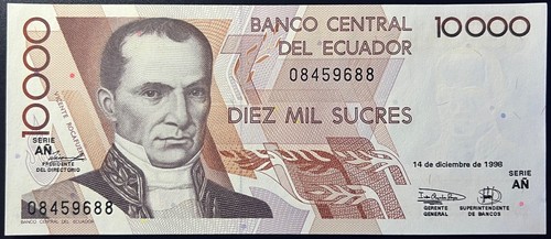 ECUADOR P127c 10,000 Sucres 1998 UNC