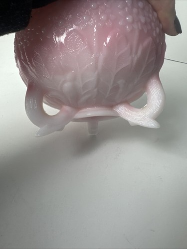 Fenton Art Vetro Rosa Rosalene 3 Piedi Rosa Ciotola Rosa Modello Albero Arancio - Foto 6 di 7