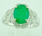 14k Solid White Gold Natural Diamond & Oval Emerald Ring 3.27 ct  cocktail ring — photo 1