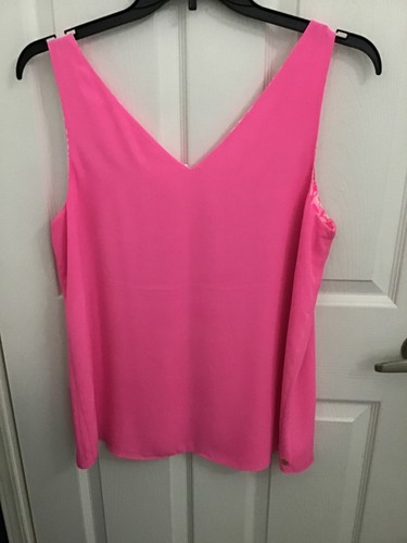 Lilly Pulitzer Damen rosa weiß Blumen wendbar gefüttert ärmellos Top Large NEU - Bild 5 von 9