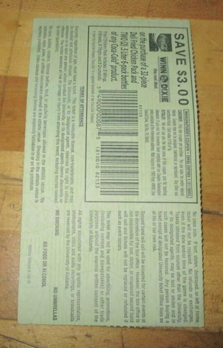 2004 Alabama Crimson Tide vs. Ole Miss Rebels Ticket - 11.09.2004 Spiel - Bild 2 von 2