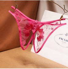 Sexy Thongs Panties Open Crotch G-string Crotchless Underwear Pearl Night Lace