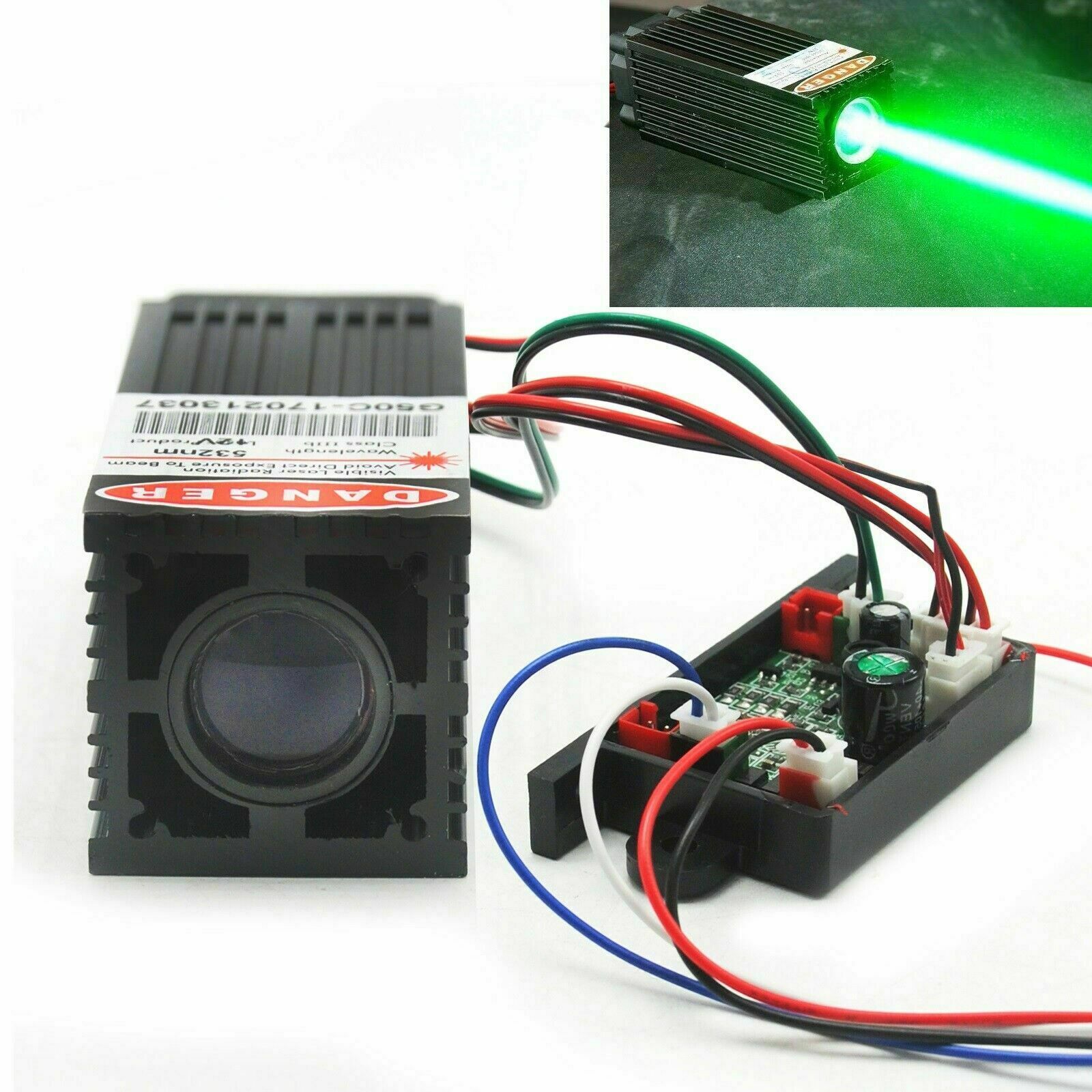 Fat Beam 532nm 100mW Green Dot Laser Diode Module 12V Driver Fan Perfect Light