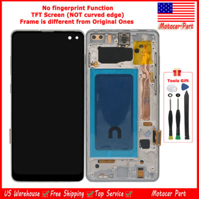 Silver For Samsung Galaxy S10+ S10 Plus G975 LCD Display Touch Digitizer + Frame