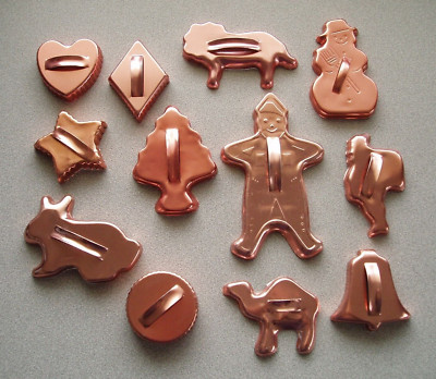 Vintage Aluminum Metal Cookie Biscuit Cutters ~ Metal Handle ~ Christmas Holiday