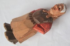 Vintage German Carved / Painted Wooden Figure Old Lady Hands in Pockets - Repair