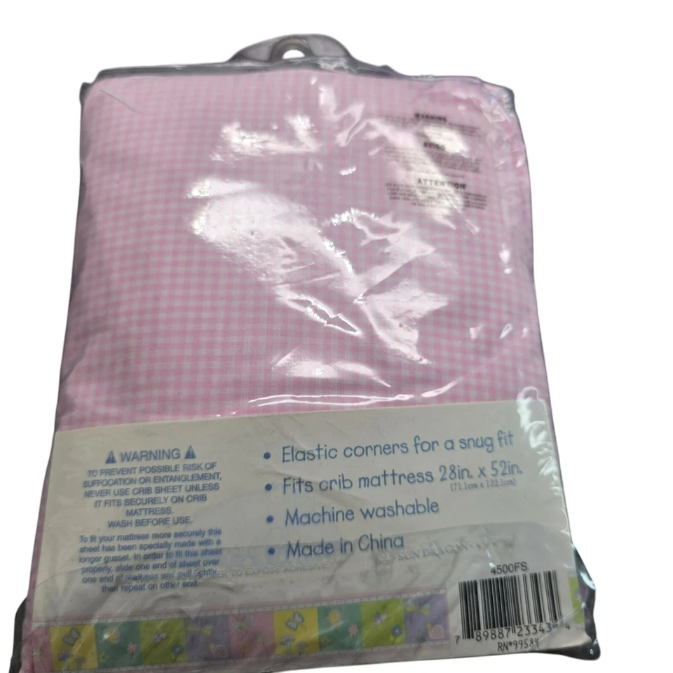 Sábana ajustable para cuna Gossamer Wings rosa guinga a cuadros 28"x52" ropa de cama para bebé JJ3979 Foto 2 de 4