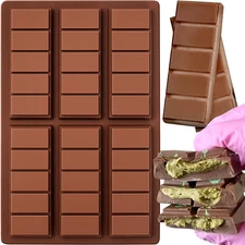 HKNMTT Chocolate Bar Molds Silicone 5 Snap Deep Moulds for Filling Dubai Wax Can