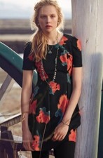 Mcginn Poppy Palette Dress Size 8 Navy Blue Orange Flared Anthropologie