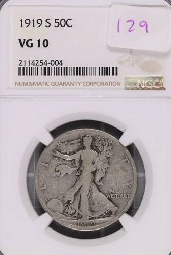 1919-S Walking Liberty Silver Half Dollar NGC VG-10 #4-004