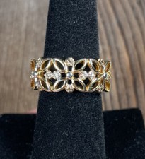 Gold Tone Open Cute Flower Ring Band Size 7.25 Women  s LOVELY