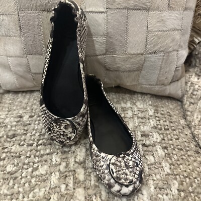 New Tory Burch Size Reva Ballet Flat Ballerina Python Leather