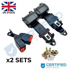 x2 Rock And Roll Bed Campervan Seat Belts E Rated 3.5m Length 15cm Flat Buckle