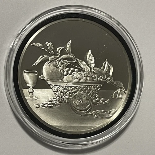 Still Life Fruit Raphaelle Peale Sterling Silver Proof Coin Rare Round Medal Art