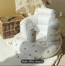 BABY INFLATABLE SOFA Olive PRINT PORTABLE BLOW-UP BABY SEAT