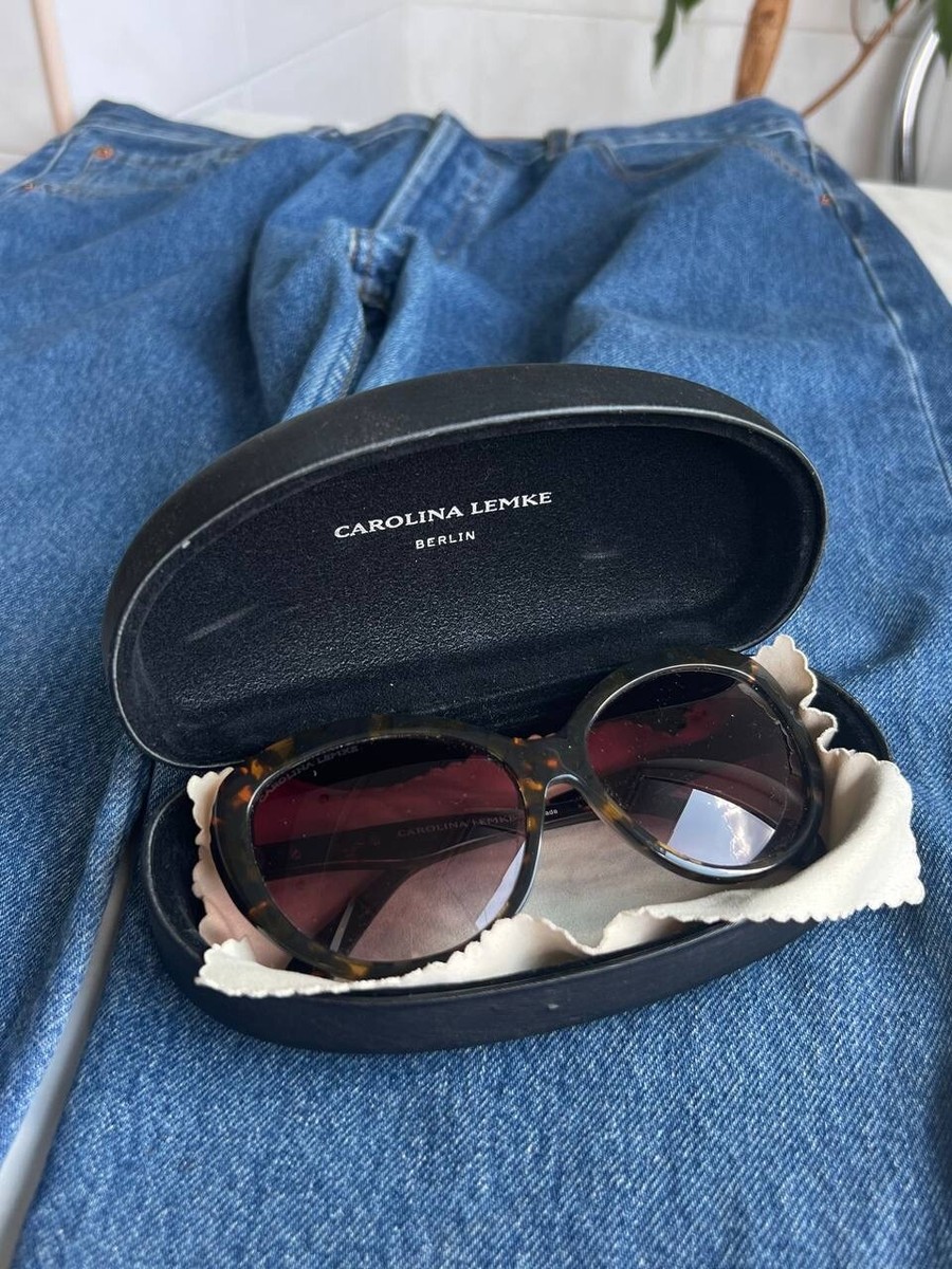 Carolina Lemke Black Leopard Frame Cat Eye Sunglasses And  display picture 3