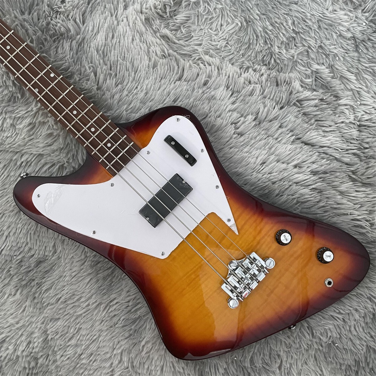 4 String Firebird Electric Bass Guitar Flamed Maple Top