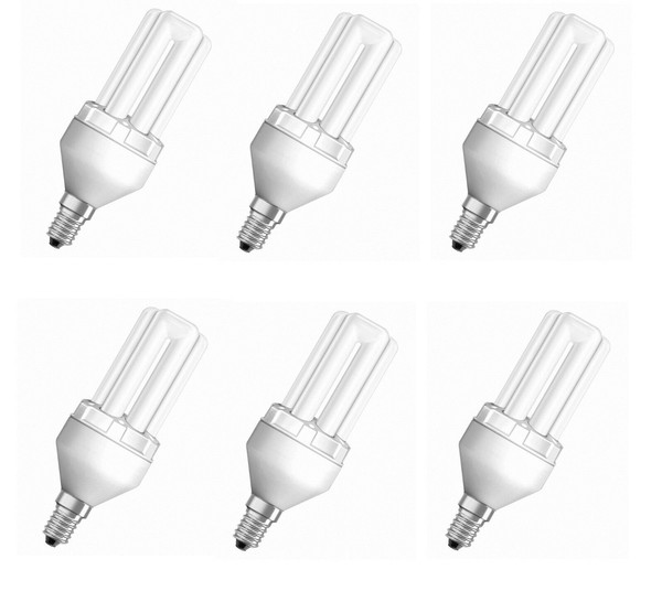 6X Osram Dulux Superstar E14 Energiesparlampe 8W = 40W 2500K Eek:G (Spektr. A-G)-image